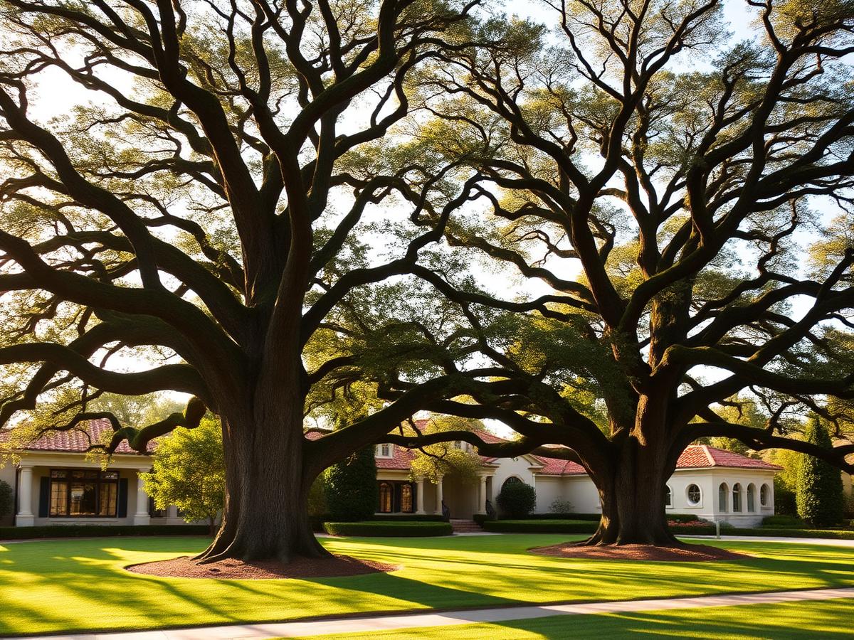 Multi-year canopy management on mature oaks.